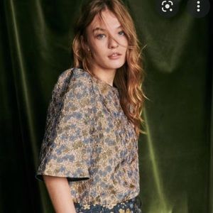 Sezane Gabrielle Blouse - Jacquard Fleur - Size 38